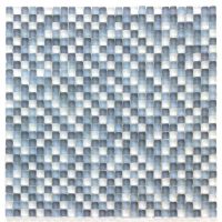 Dark blue, light blue and white Mixed color frosted micro mosaic glass tile