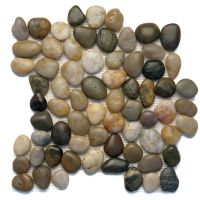 12 x 12 inch brown, white and black multi color river rock mosaic on a mesh backing